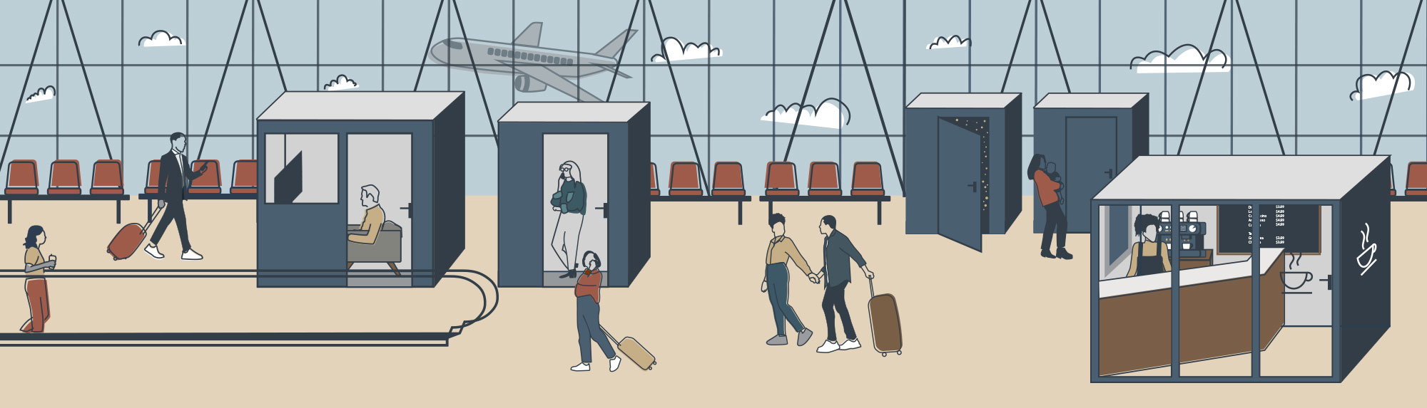 public spaces airport illustration