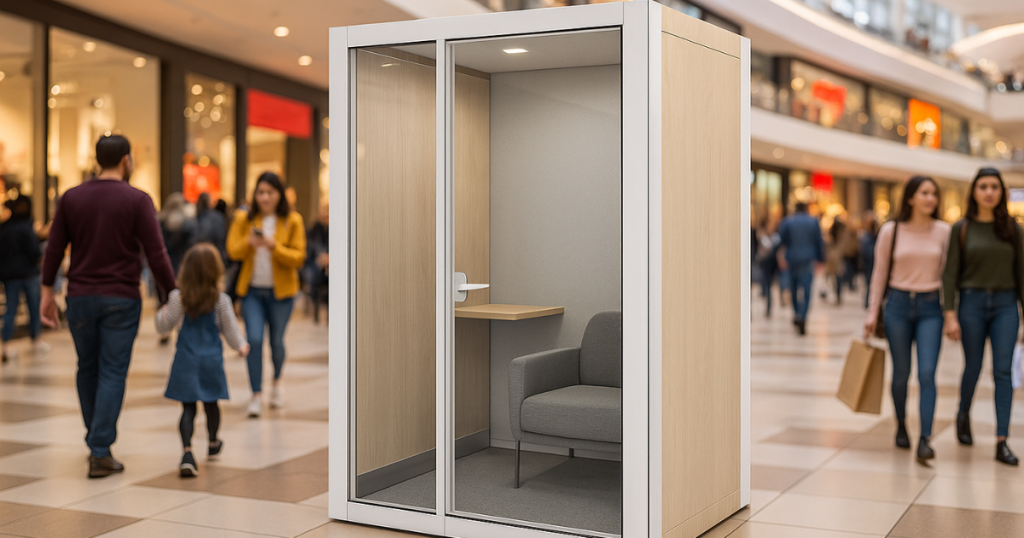 privacy pod in a busy retail center