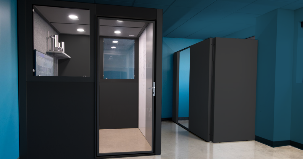 modular offices with black frames